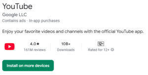 youtube playstore