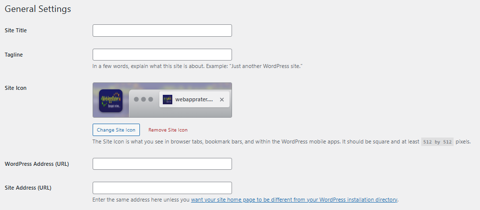 general settings in wordpress